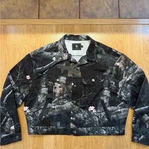 Darc Sport Starry Blossom Woodland Camo Denim Jacket — Size L (Oversized) Sample
